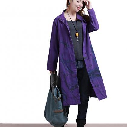 Purple Long Coat Fashion Women Winter Coat