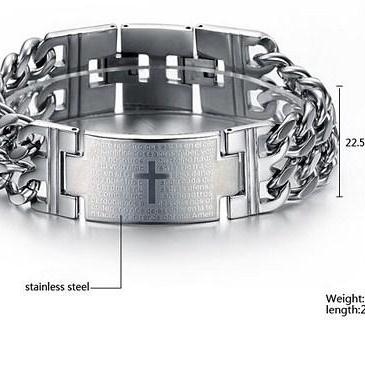 Titanium Steel Bible Cross Bracelet Gs620