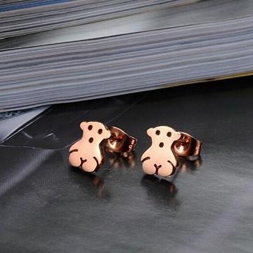 Fashion Titanium Steel Bear Earring Ge624