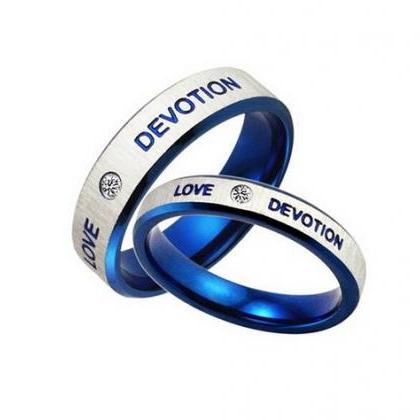 Blue Charm Titanium Steel Ring Couple Rings Gj154