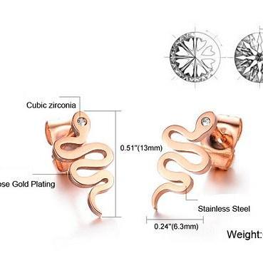 Ms. Serpentine Gold Titanium Steel Earrings Ge272