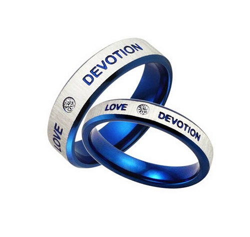 Blue Charm Titanium Steel Ring Couple Rings Gj154